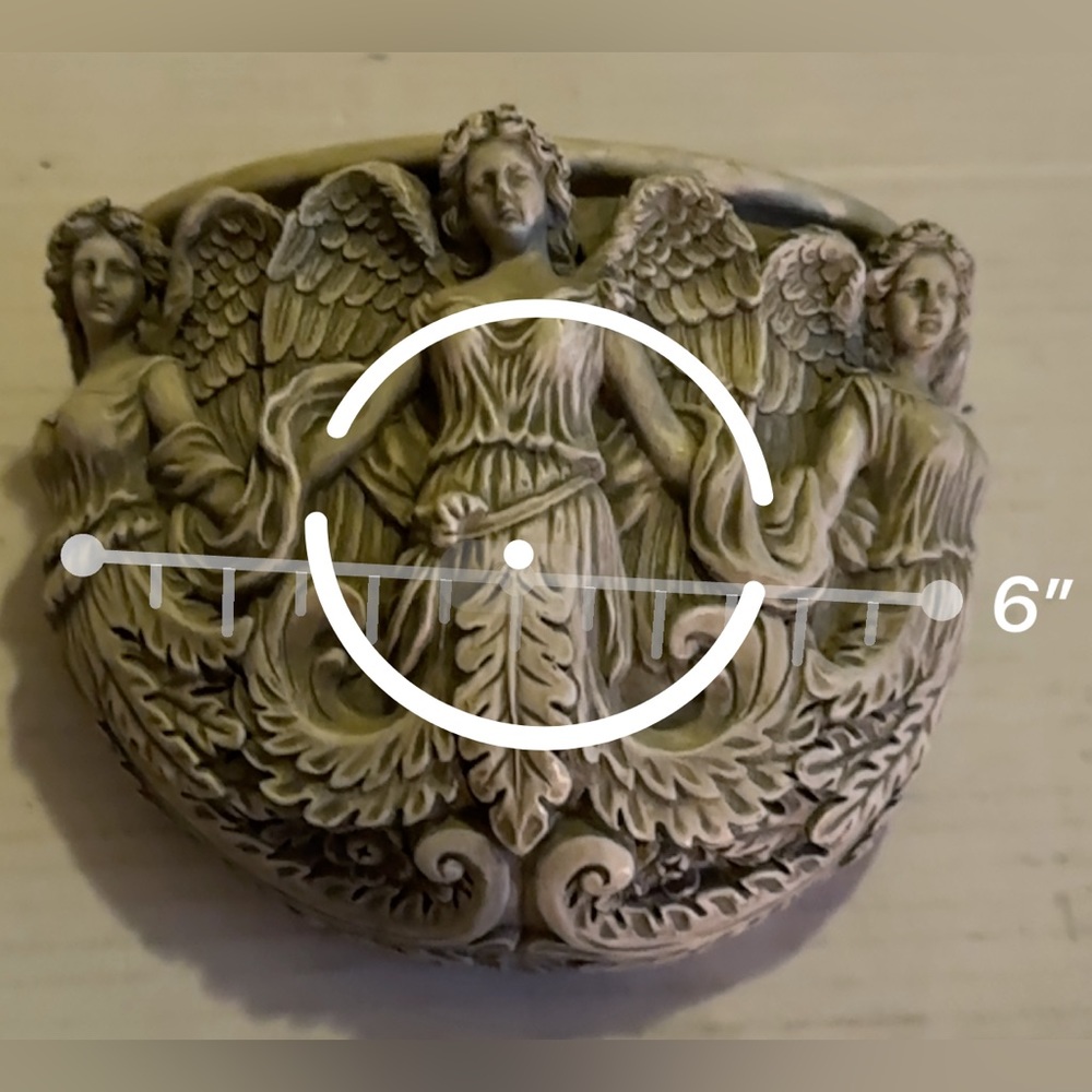 Jaimy Vintage Wall Art,  Angel candle taper holder shelf 5” X 5.5” x 3”